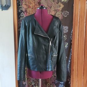 Black imitation leather jacket